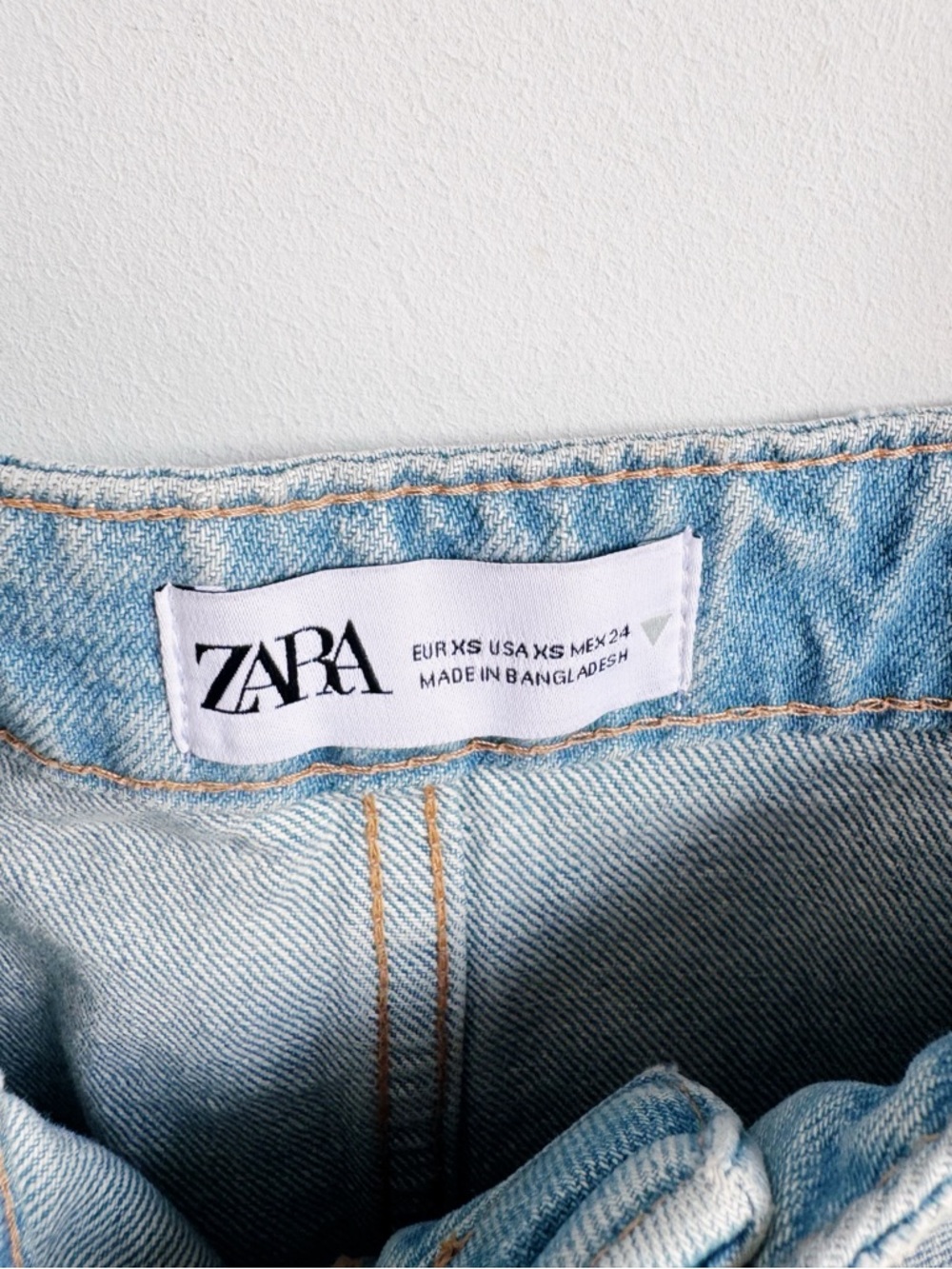 Zara Denim Skirt Effect Crop Top XS Y2K Strappy Jean Bustier Top - Picture 4 of 5
